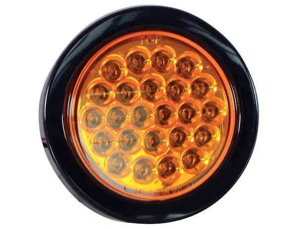 SL40AR – BUYERS PROD Warning Light, 4 Inch Round Dome Style Grommet Snap-In Strobe Amber Lens 12 - 24 Volts DC With G...